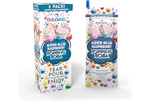 BOBAVIDA Super Blue Raspberry Popping Boba - 5 Boba Packets with Straws for Drinks, Desserts & Food Toppings - Non-GMO Popping Boba Pearls