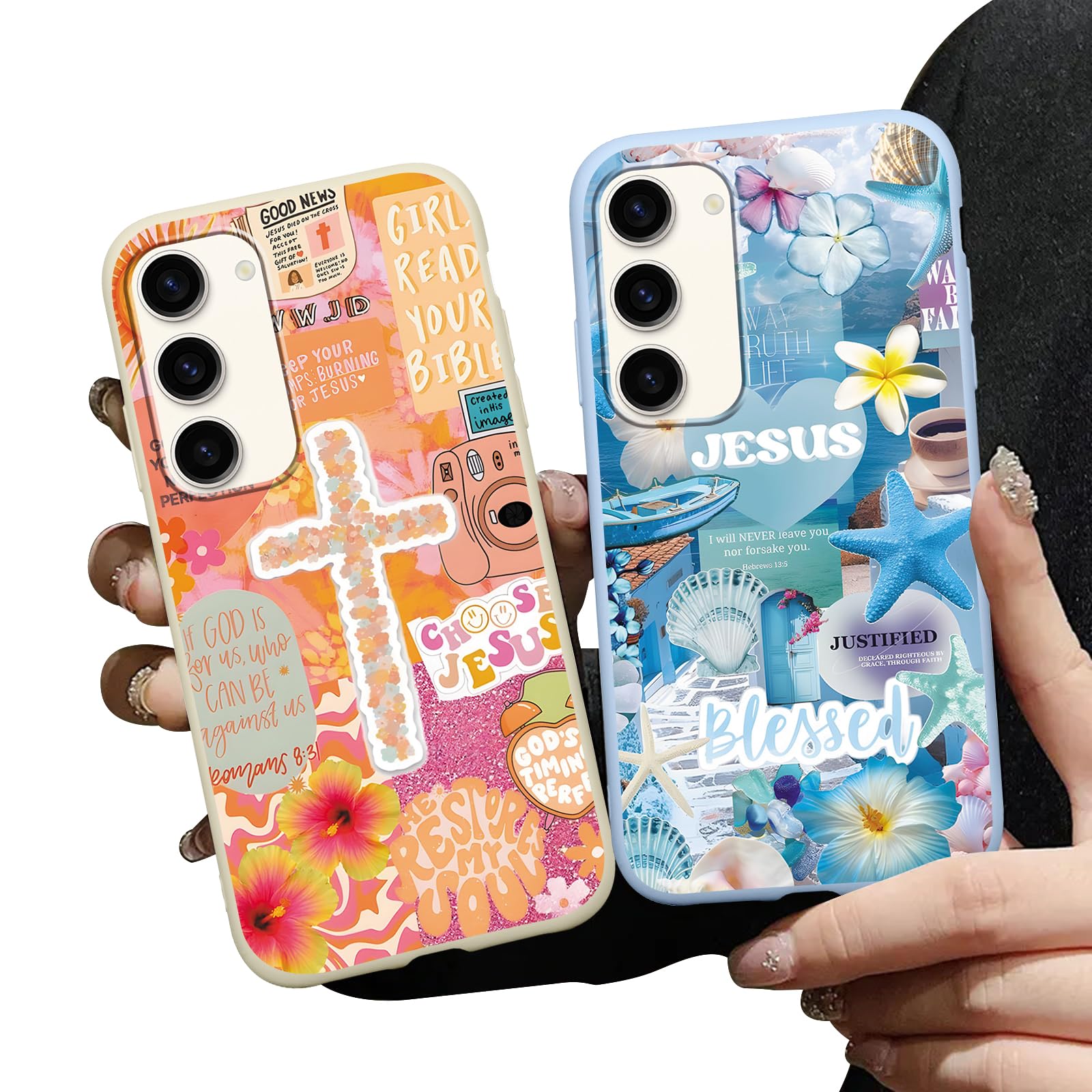 Zrutru 2 Pack Aesthetics Jesus Collage Phone Cases for Samsung Galaxy S23 5G Case Shockproof Soft Protective for Women Girls Phone Cover Funda for Samsung S23 6.1 Inch
