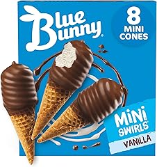 Blue Bunny Frozen Mini Swirls Ice Cream Cones,Vanilla, 8 Count