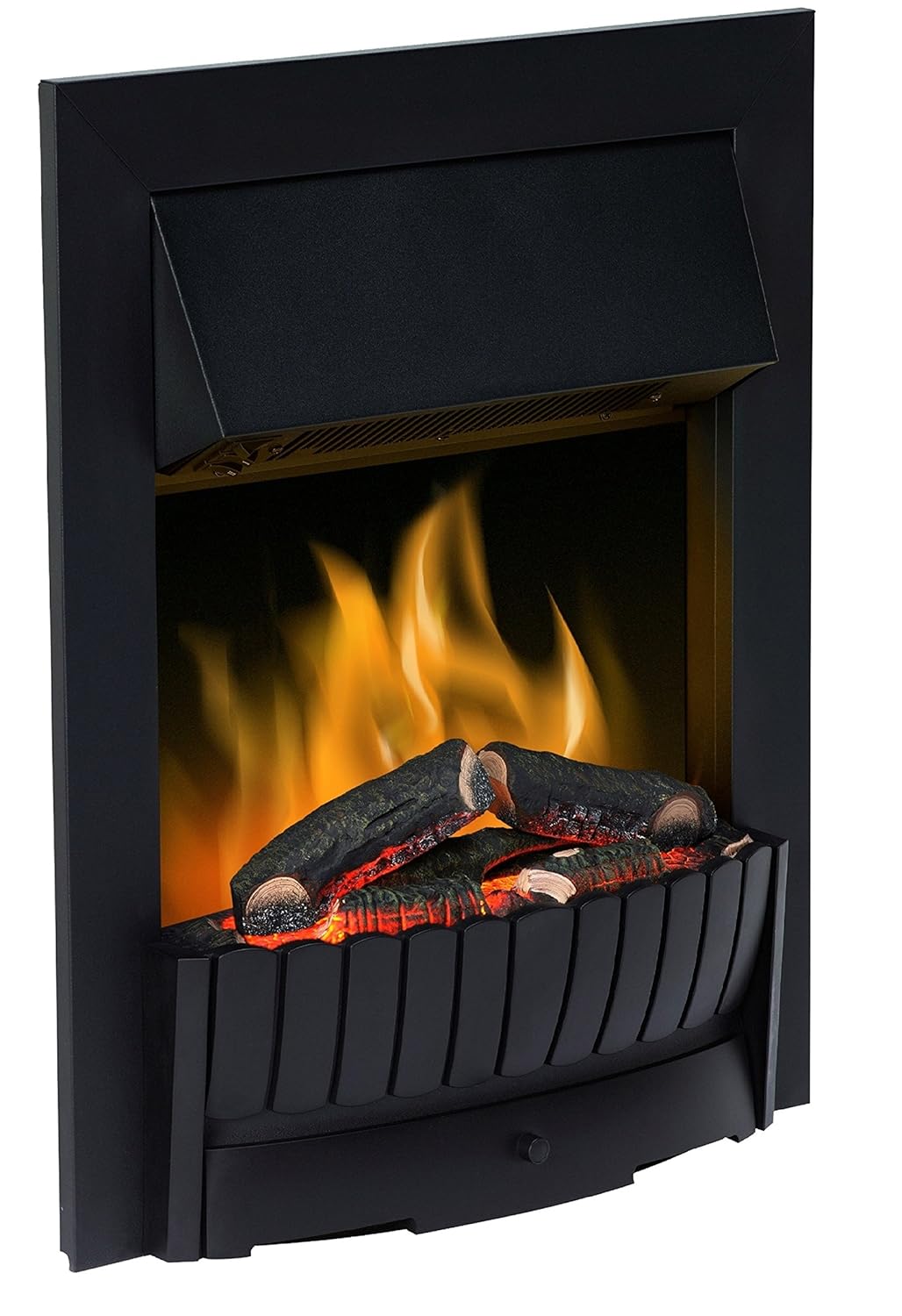 Log Flame Effect Inset Electric Fire Metal Black Room Fan Heater Fits