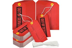 Out of Service Tags, Red Tags, Maintenance Required Label with Cotton String, 8 Inch Tag(200 Pack)