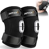 Jaffick Weightlifting Elbow Brace(1 Pair) - Elbow Sleeve with Dual Adjustable Compression Straps for Bench Press, Powerlifting, Pressing, Men & Women (Black, L)
