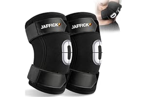 Jaffick Weightlifting Elbow Brace - Elbow Sleeve with Dual Adjustable Compression Straps for Bench Press, Powerlifting, Pressing, Men & Women (1 Pair) (Black, L)