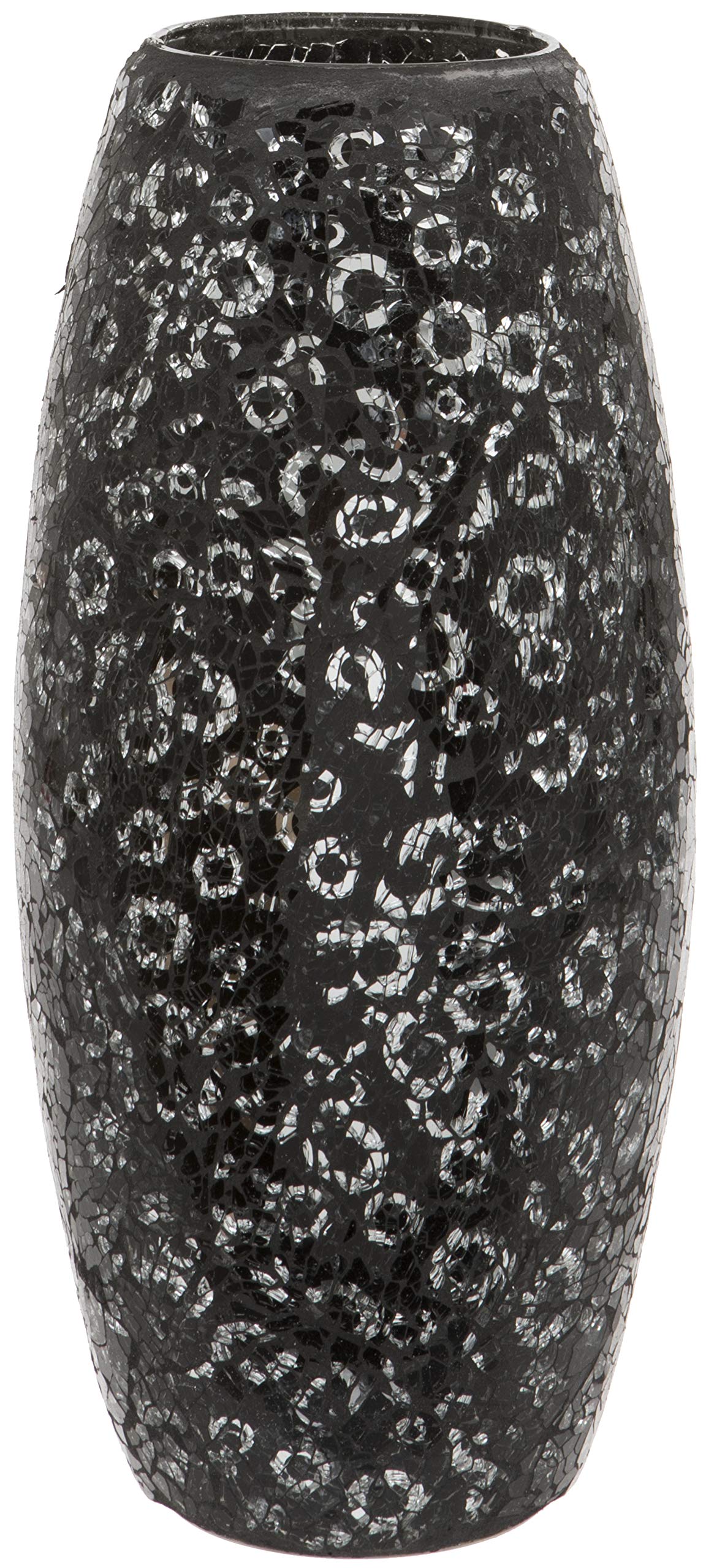 Maturi Crackled Glass Mosaic Vase, Black and Silver, 30cm — image 1