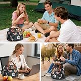 HOMESPON Insulated Lunch Bag Floral B Women's Men Work Lunch Tote 27x21x15 view 9
