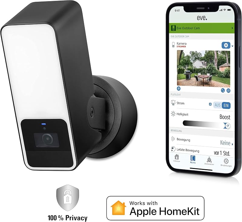 Outdoor Cam (Apple Home) 2er-Pack – Smarte Außenkamera mit Flutlicht