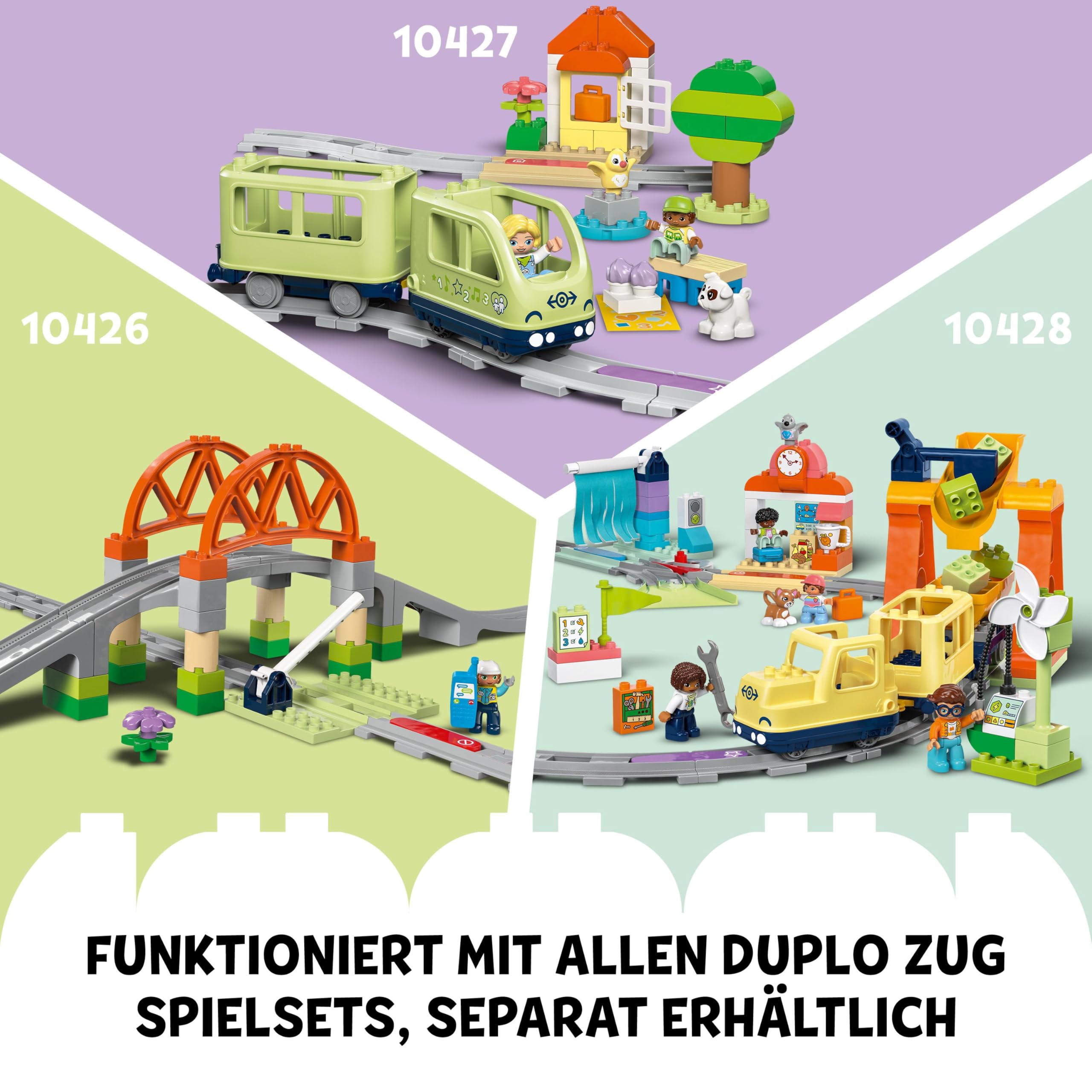 LEGO DUPLO Eisenbahntunnel und Schienen – Erweiterungsset - Lernspielzeug für Kleinkinder – 10-teilige Bahnstrecke mit Trichter und Weiche – Geschenk für Jungen & Mädchen ab 2 Jahren - 10425 6