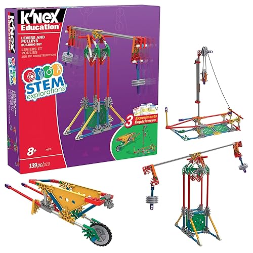 K'NEX STEAM Education | Levers and Pulleys Building Set | Educational Toys for Kids, 139 Piece STEM Learning Kit, Engineering Construction for Kids Ages 8+ | Basic Fun 79319