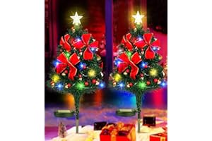AISCOOL Solar Christmas Decorations Tree Lights Outdoor Waterproof 2 Pack, 31 Inch 100 LED Multicolor Lights Solar Stake, Solar Powered Xmas Tree Lights for Outside Garden Yard Pathway Lawn Patio Decor