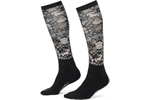Kerrits Kids Dual Zone Equestrian Tall Boot Socks – Kids Knee-High Horse Riding Socks with Foot Cushion & Horse Print
