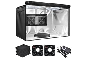 LGVOA Portable Airbrush Spray Booth Kit - Dual Exhaust Fans | 2 LED Lights | Vent Hose | Turntable, Lightweight & Foldable Paint Booth for Models, Sculptures, Crafts and DIYers