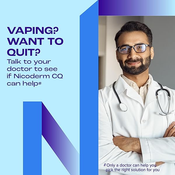 NICODERM CQ STEP 1 NICOTINE PATCHES TO QUIT SMOKING, 21MG, STOP SMOKING AID, 7 COUNT (1 WEEK KIT)