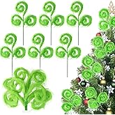 Vloso 6 Pcs Christmas Tree Topper,17 Inch Christmas Tree Ornament,Green Furry Christmas Picks for Tree Decorations