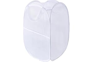 MOOMASS Foldable Mesh Popup Laundry Hamper,Laundry Basket Easy to Open and Fold for Dorm,Travel, College Dorms, and More (white)
