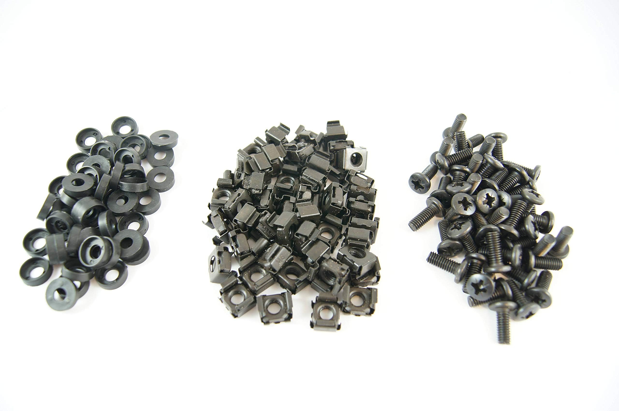 ALLRACK 25 x BLACK M6 Cage Nut, Screws & Washers - 19" Cabinet Rackmount Fixing Kit
