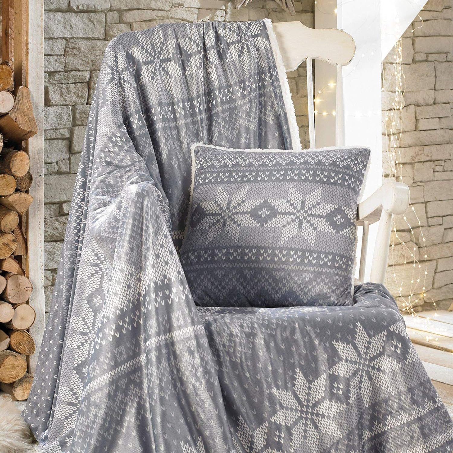 Dreamscene Nordic Fleece Throw Grey 150 X 200cm 100 Brushed