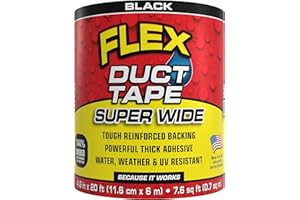 FLEX SEAL Flex Duct Tape, Super Wide, 4.6 Inches x 20 Feet, Black, Heavy Duty Strong, Multi-Surface, Water, Weather and UV Resistant, Tearable, Perfect for Boxes, No Residue