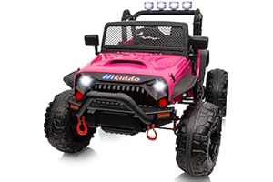 Hikiddo 24V 9Ah Ride on Toy for Big Kids, 2 Seater Ride-on Truck Kids Electric Vehicle Car for Girls with Remote Control - Rose Pink
