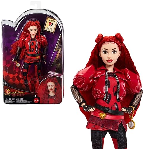 Mattel Disney Descendants: The Rise of Red Fashion Doll & Accessory Red, Daughter of Queen of Hearts with Movie-Inspired Clothes & Pocket Watch, HWT93