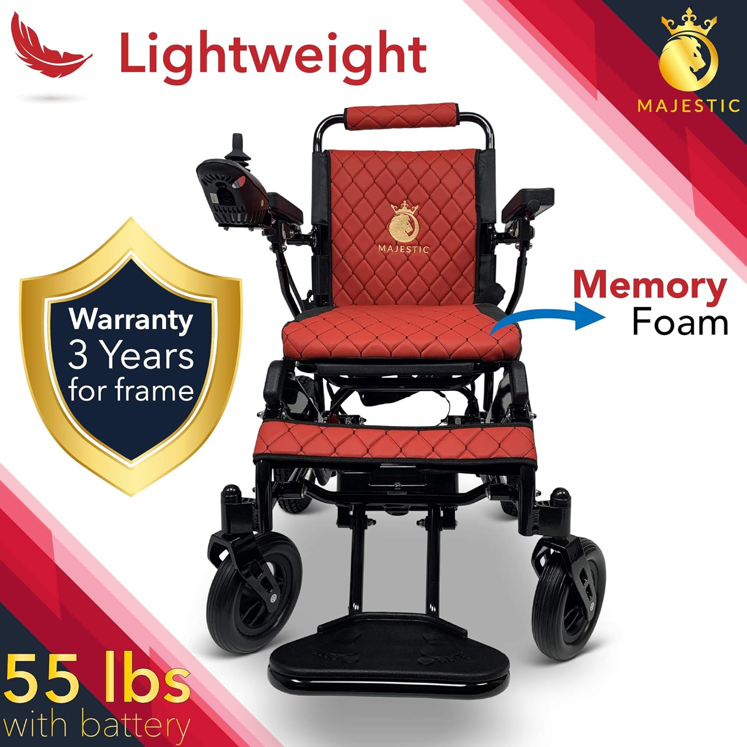 2021 New Lightweight Electric Wheelchair - Remote Control Electric Wheelchairs Lightweight Foldable Motorize Power Electrics Wheel Chair Mobility Aid (17.5" Seat Width): Health & Personal Care