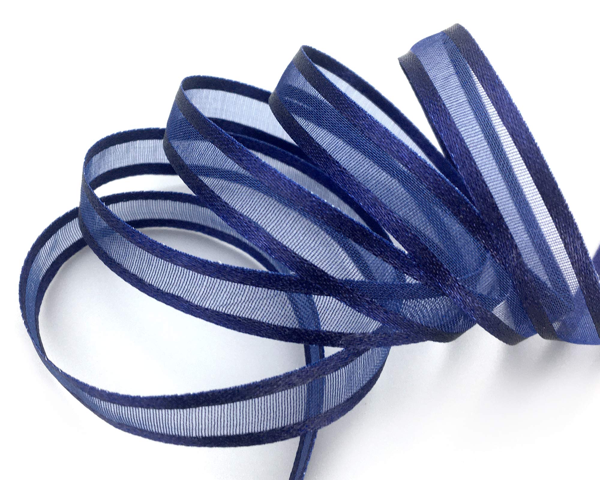 finemark Finemark Chiffon Ribbon with Satin Edge Chiffon Decorative Ribbon Ribbon Ribbon Gift Ribbon Semi-Transparent Shiny No Wire Organza, dark blue, 50 m x 10 mm