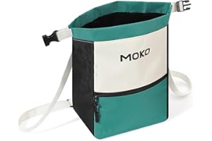 MoKo Chalk Bag for Rock Climbing, Large Capacity Climbing Chalk Bag with Magnetic Snap and Zipper Pocket, Portable Chalk Bucket for Rock Climbing, Weight Lifting, Bouldering, Gymnastics, Fitness