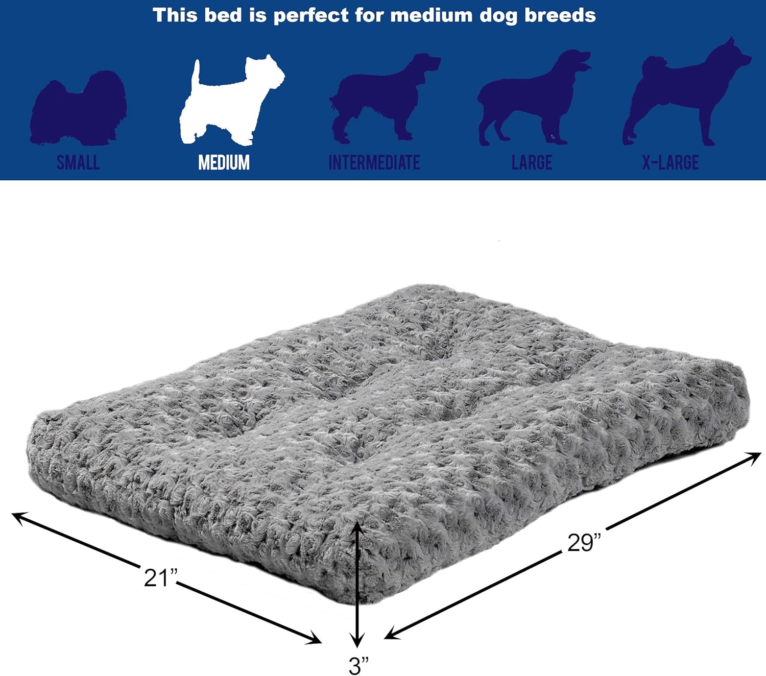 Plush Dog Bed | Ombre Swirl Dog Bed & Cat Bed | Gray 29L x 21W x 2H Inches for Medium Dog Breeds : Pet Bed Mats : Pet Supplies