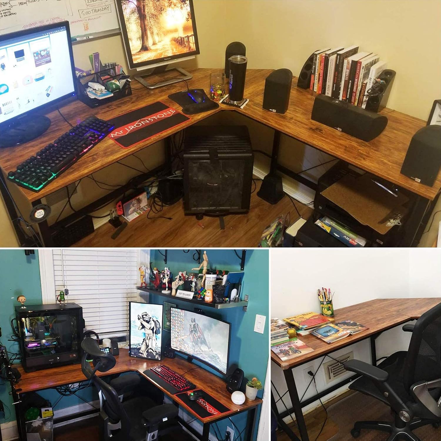 Mr IRONSTONE L-Shaped Desk 59" Computer Corner Desk, Home Gaming Desk, Office Writing Workstation, Space-Saving, Easy to Assemble (Vintage): Kitchen & Dining