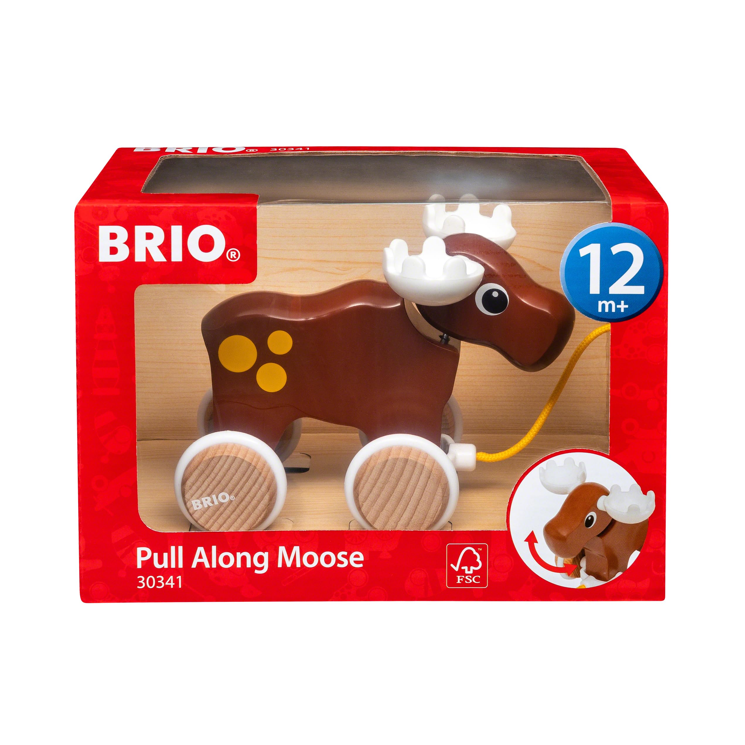 BRIO Moose Pull Along Toddler Toys for Ages 12 Months Up (Kids 1 Year Old)