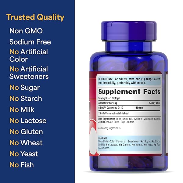 PURITAN’S PRIDE Q-SORB COQ-10 100MG | SUPPORTS HEART HEALTH | DIETARY SUPPLEMENT | HEALTHY SUPPLEMENT | ENERGY SUPPLEMENT | GLUTEN FREE | 240 RAPID RELEASE SOFTGELS