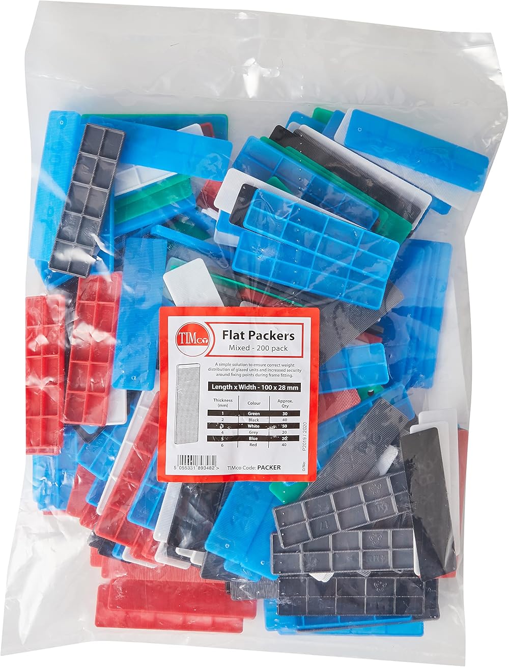 TIMCO Assorted Packers 200 x 28mm Colourful Spacers Shims
