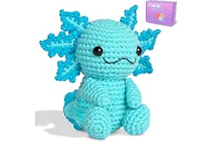Atofoi Beginner Crochet Kit for Adults & Kids - Step-by-Step Video Tutorials - Easy DIY Amigurumi Animal Knitting Supplies - Blue Axolotl