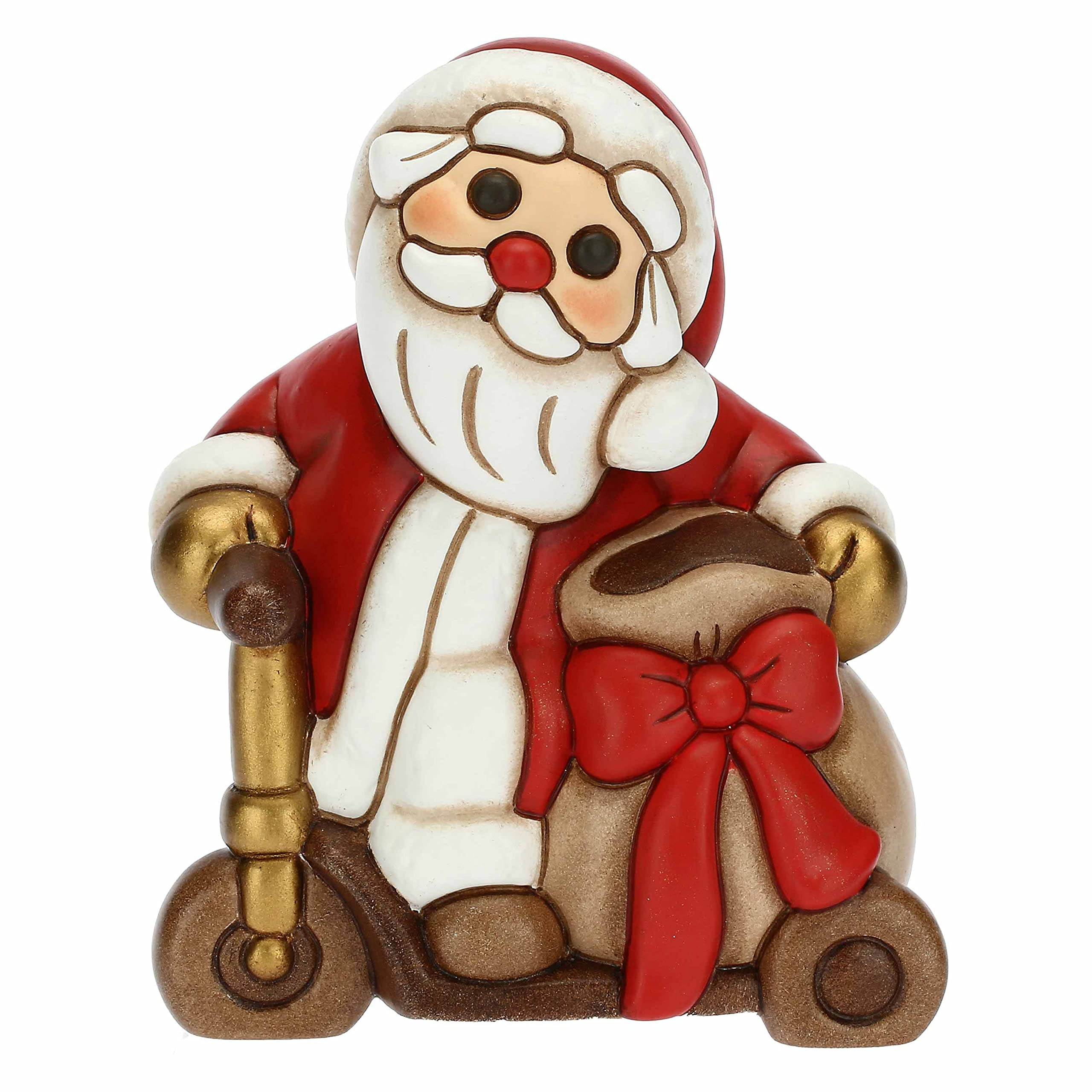 THUN - Christmas 2022 - Santa Claus Ornament on Hand Decorated Ceramic Scooter Idea 2022-8x6x10,5 cm h