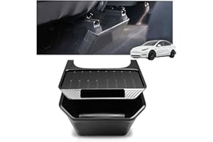marysino Rear Center Console Organizer for Tesla Model Y Accessories 2024 2023 2022 2021 2020, TPE Waterproof Storage Box with Anti-Slip Lid Cover, Rear Bin 2nd Row Seat Trash Can Organizer