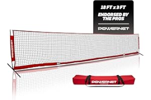 PowerNet Soccer Tennis Net, Portable Instant, Indoor Outdoor, Metal Collapsible Base Weighted, Durable Vertical Bow Posts, Quick Setup Easy Folding Storage, 1 Net + 1 Carrying Bag