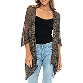 Back From Bali Womens Sheer Long Cardigan Lightweight Mesh Knit Kimono Duster ¾ Sleeves Shrug with Curved Hem