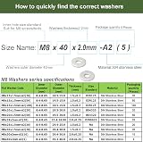 AMLOOPH M8 x 40mm Stainless Steel Washer 2mm Thick 304 A2 5 Pack view 3