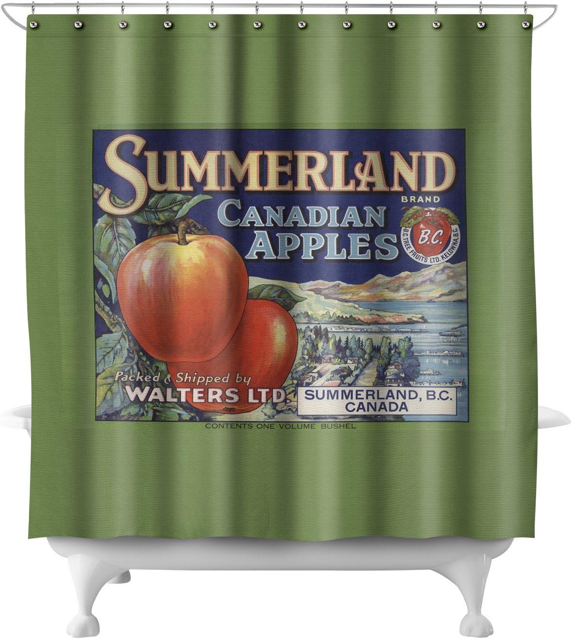 Summerland, BC - Canadian Apples - Vintage Label (71x74 Polyester Shower Curtain)