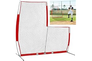 yeesport Portable Baseball L Screen, 7 x 7 Feet Baseball Batting Net with Carry Bag, Softball Pitching Protective Screen, Baseball Training Netting for Courtyards, Parks, Playgrounds, Training Fields