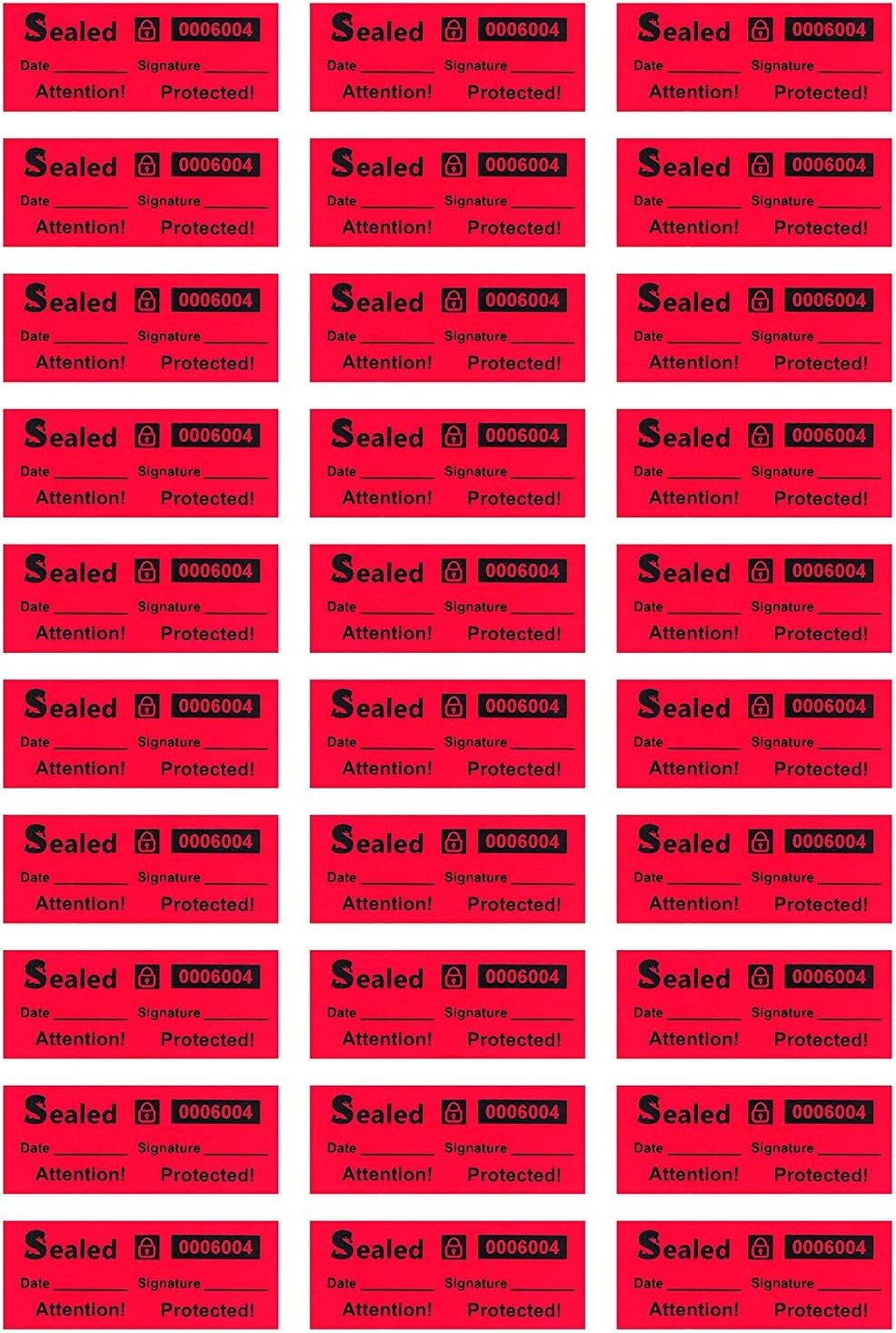 100 Customs Stickers - Tamper Evident Stickers - Tamper Proof Stickers - Security Seal - Tamper Resistant Labels - Warranty Void Labels - Unique Sequential Serial Numbering (Red, 0.78 x 1.38 Inch)