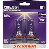 SYLVANIA H11 XtraVision Halogen Headlight Bulb, High or Low Beam, 2 Bulbs | Brighter High Beam, Low Beam, and Fog Light Helps to Improve Downroad Visibility