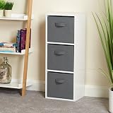 Hartleys White 3 Tier Cube Unit with 3 Fabric Storage Boxes view 3