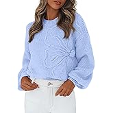 PRETTYGARDEN Womens Sweaters 2026 Fall Fashion Long Sleeve Crewneck Floral Knit Pullover Sweater Tops Winter Clothes