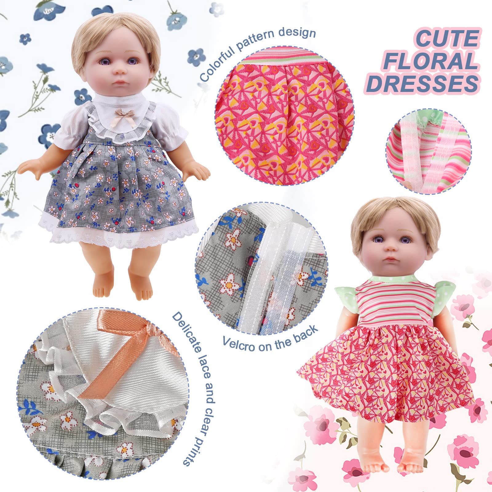 Alive Baby Doll Clothes and Accessories - 12 Sets Girl Doll Princess Dress for 12-14 Inch Dolls - Cute Outfits for Little Girls' Christmas & Birthday
