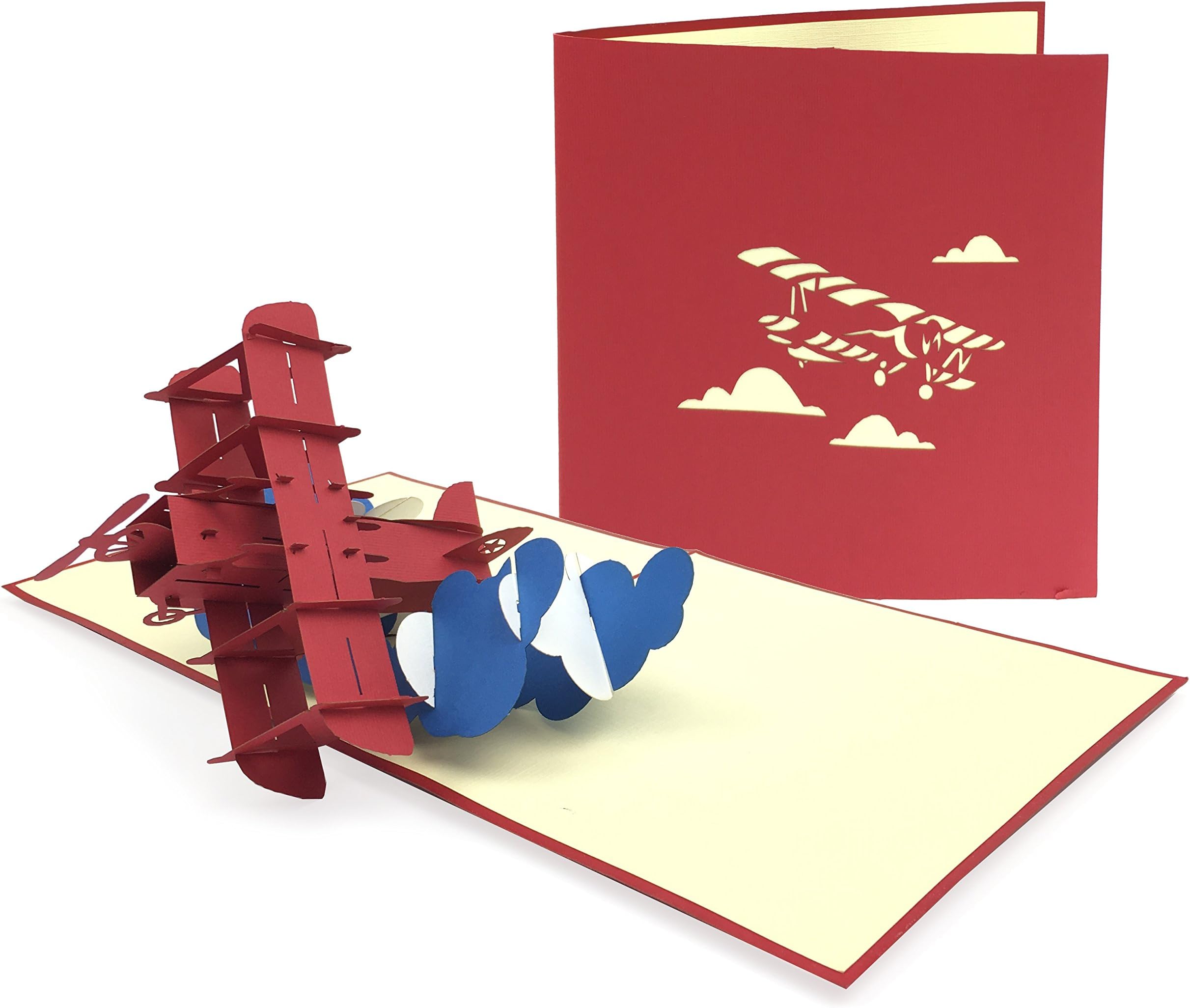 Aeroplane pop up, 3D greeting card, blank, for birthday wishes Birthday card, greeting card, invitation card or wedding / anniversary card with an envelope.