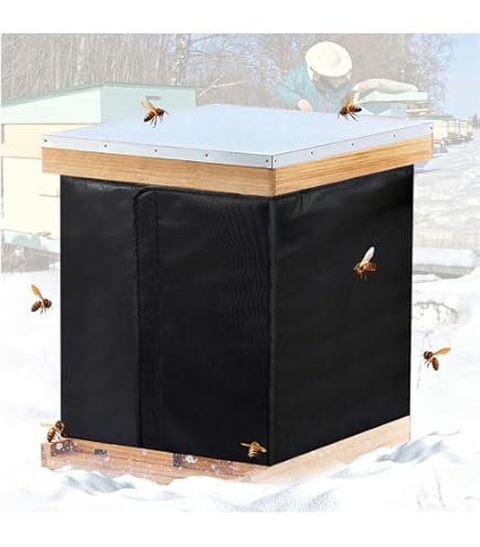 2 Pack Winter Bee Hive Wrap For 8 And 10 Frame Hives 3 Layer 600D Oxford Cloth Cozy Beehive Protection Cover Waterproof Windproof Wrap (Black, 2 Pcs