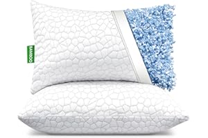 SUPA MODERN Cooling Bamboo Pillows 2 Pack, Luxury Shredded Memory Foam Pillows Queen Size Set of 2, Cloud Comfort Cool Pillows for Side Sleepers Back Stomach - Gel Bed Pillows for Sleeping with Removable Cover