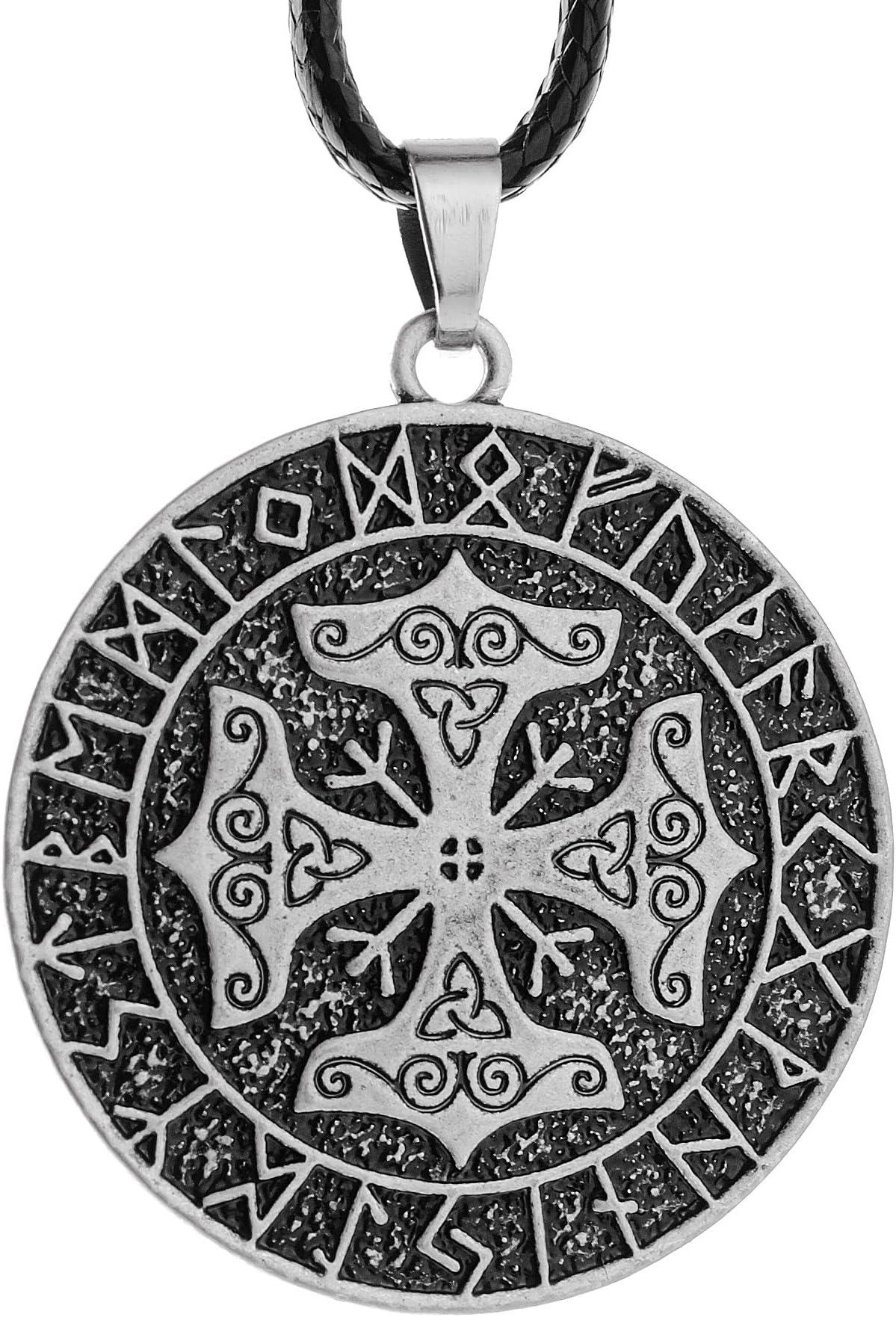 LANGHONG 1PCS Norse Vikings Amulet Pendant Necklace Norse Cross Rune Pendant Necklace Original Jewelry