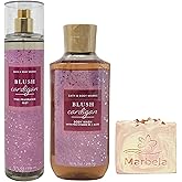 Bath & Body Works Blush Cardigan Fragrance Mist and Body Wash Duo Set with a Himalayan Salts Springs Bar Soap - Full Size