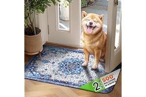Hompet 2 Pack Super Absorbent Dog Door Mat for Muddy Paws, Washable Pee Pads for Dogs, Reusable Puppy Training Pads, Quick Dry Non-Slip Pet Entryway Rug, Leak-Proof Potty Pad for Indoor Floors 18x28